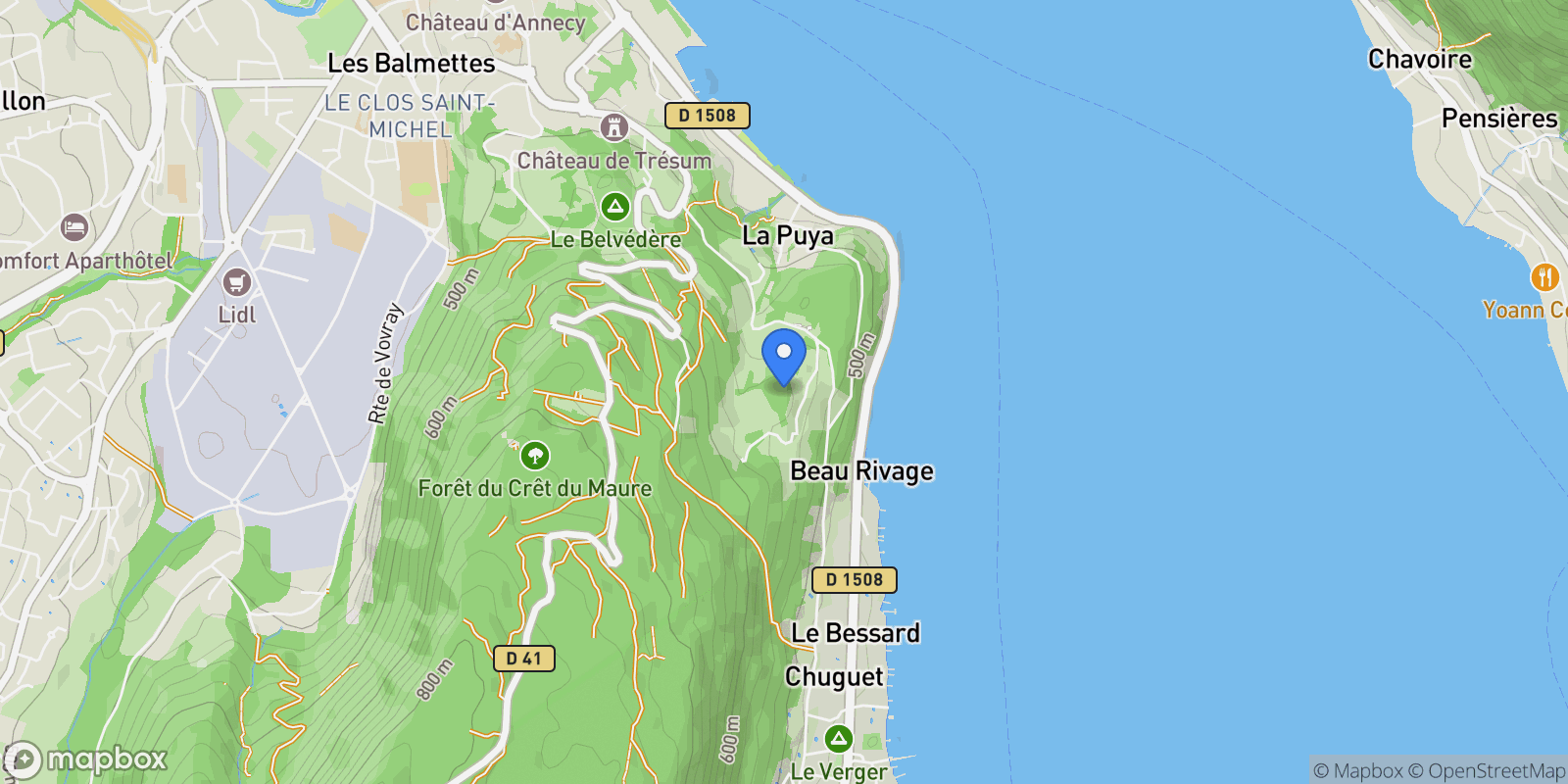 Map showing Annecy, Auvergne-Rhône-Alpes, France.