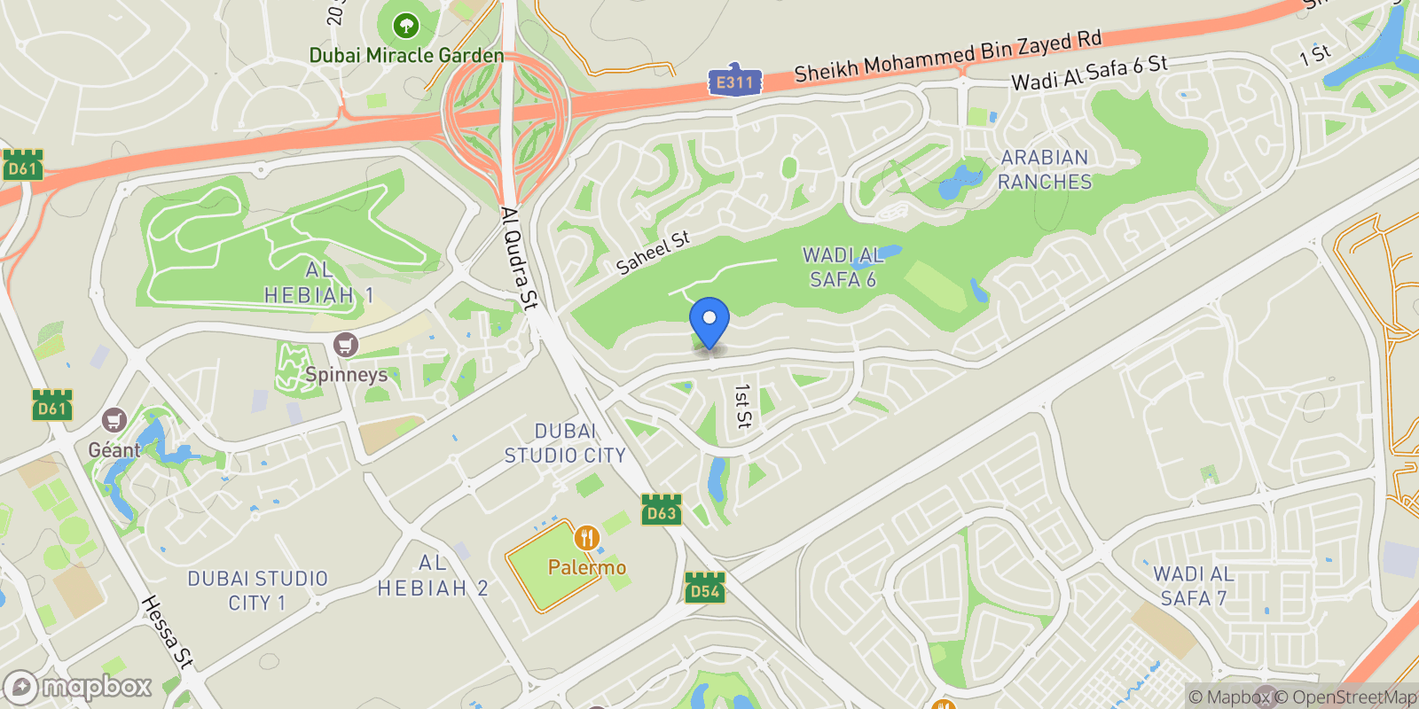 Map showing Dubai, Mirador La Coleccion, Dubai, Dubai, United Arab Emirates.