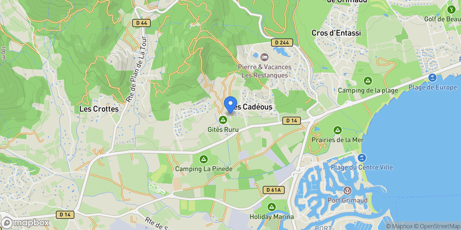 Map showing Grimaud, Provence-Alpes-Côte d'Azur, France.