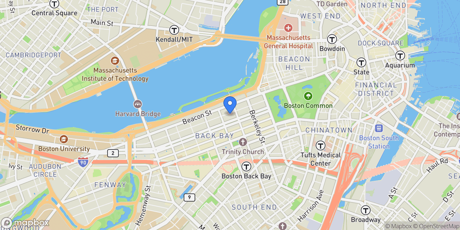 Map showing 126 Marlborough St, Boston, MA 02116, Boston, Massachusetts, United States.