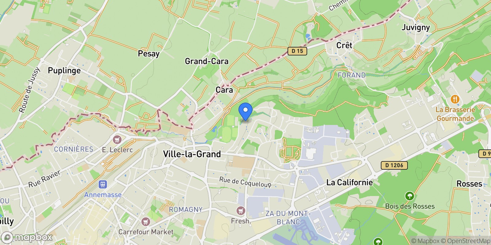 Map showing Ville-la-Grand, Auvergne-Rhône-Alpes, France.