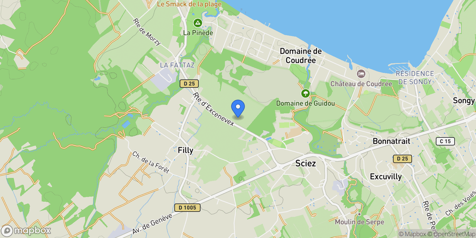 Map showing Sciez, Auvergne-Rhône-Alpes, France.