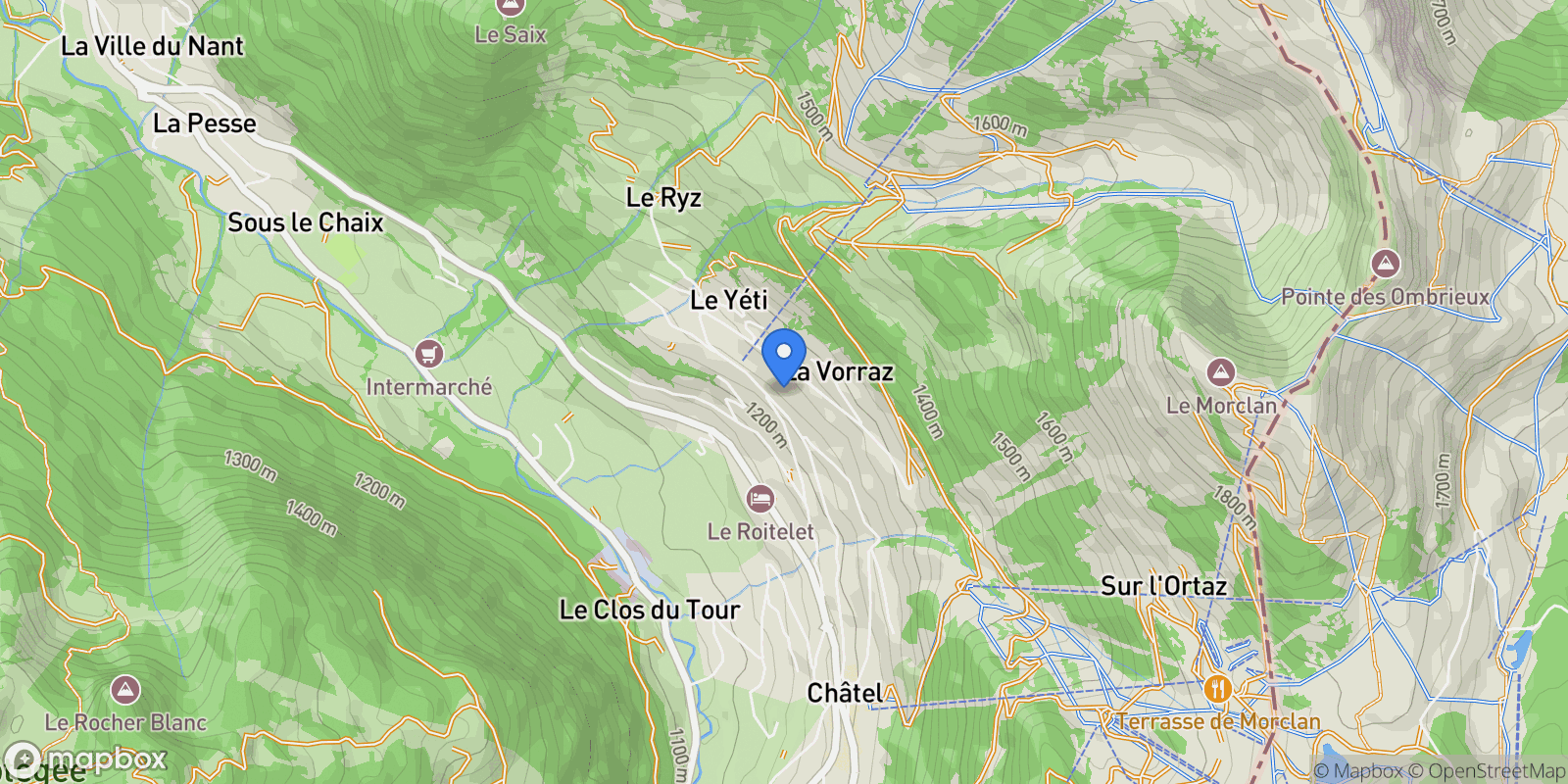 Map showing Châtel, Auvergne-Rhône-Alpes, France.