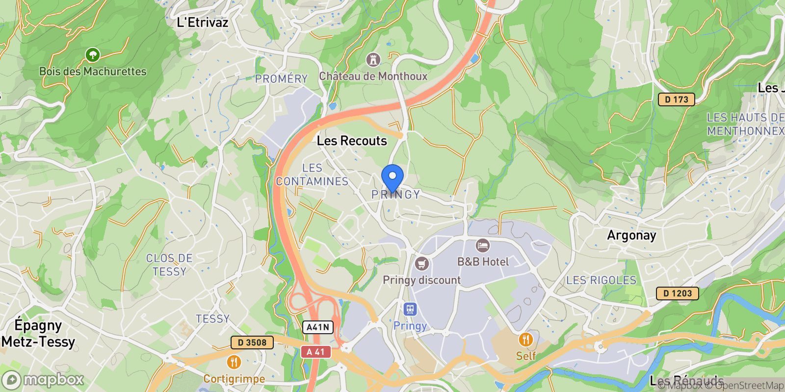 Map showing Annecy, Auvergne-Rhône-Alpes, France.