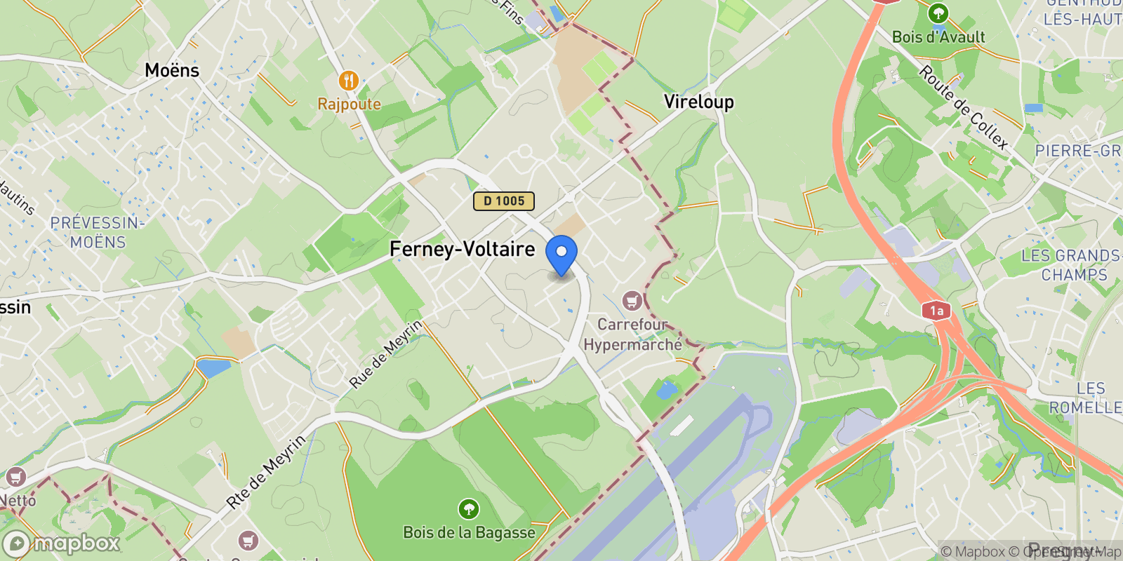 Map showing Ferney-Voltaire, Auvergne-Rhône-Alpes, France.