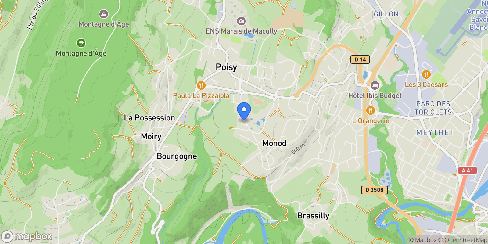 Map showing Poisy, Auvergne-Rhône-Alpes, France.