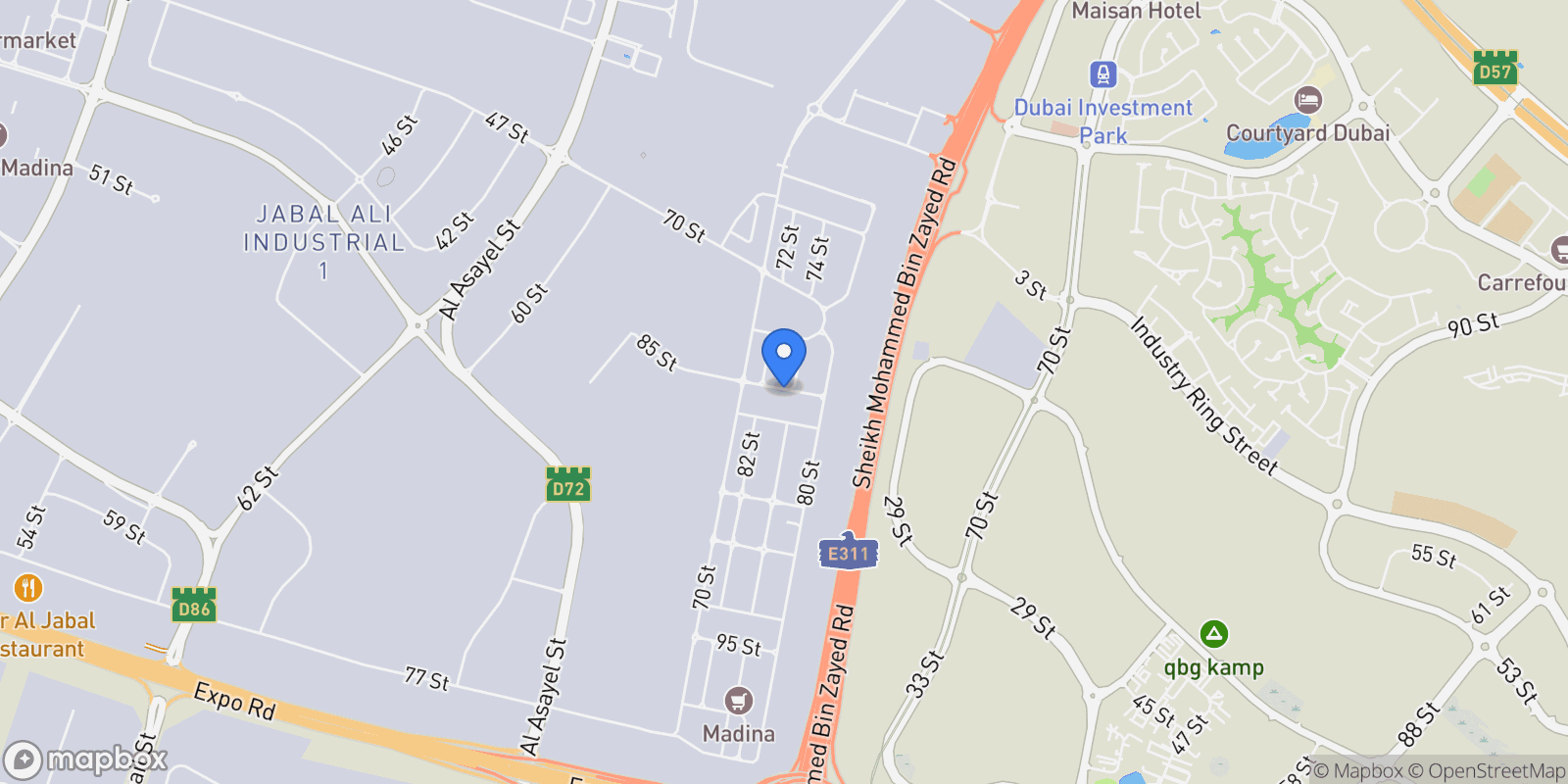Map showing Dubai, Family Villas, Dubai, Dubai, United Arab Emirates.