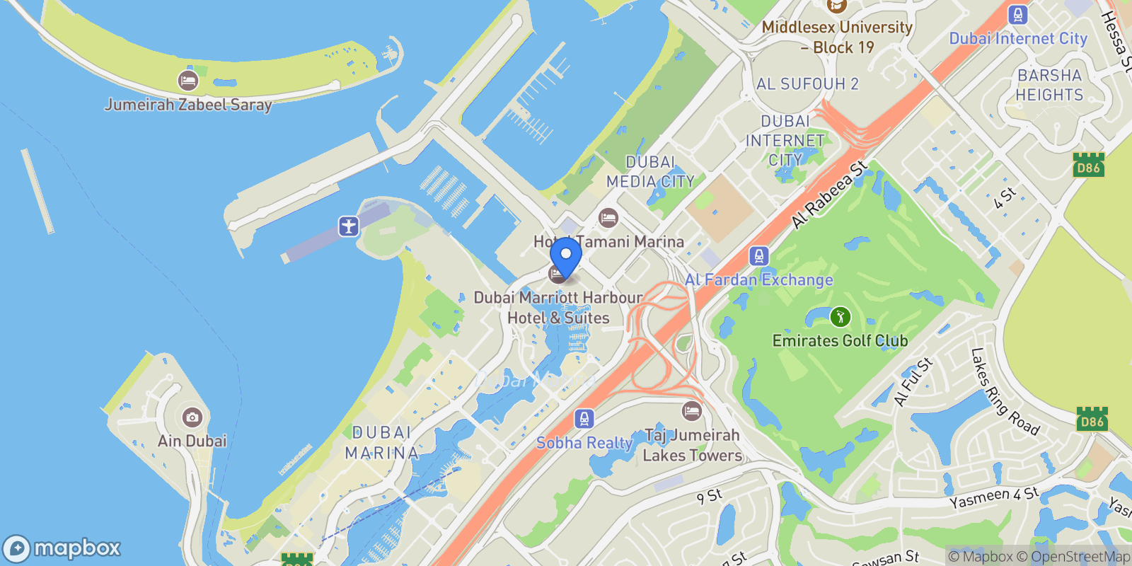 Map showing Dubai, Marina Gate, Dubai, Dubai, United Arab Emirates.