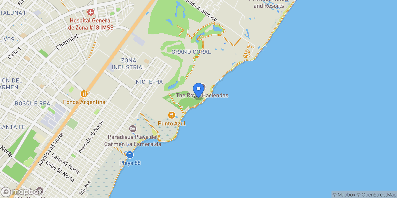 Map showing 77727 Playa del Carmen, Quintana Roo, Mexico, Playa del Carmen, Quintana Roo, Mexico.
