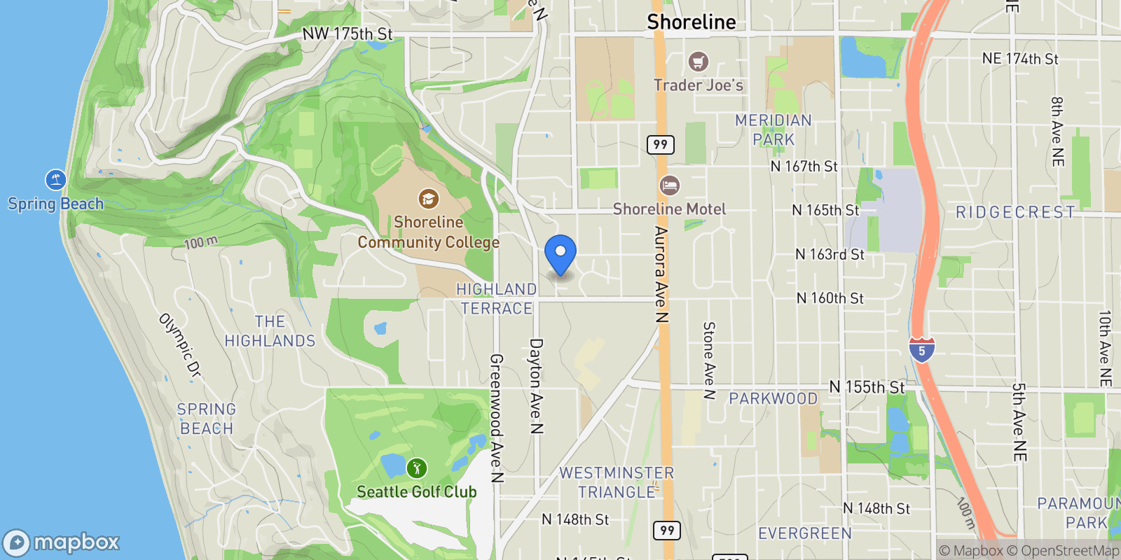 Map showing 16110 Evanston Ave N, Shoreline, WA 98133, Seattle, Washington, United States.