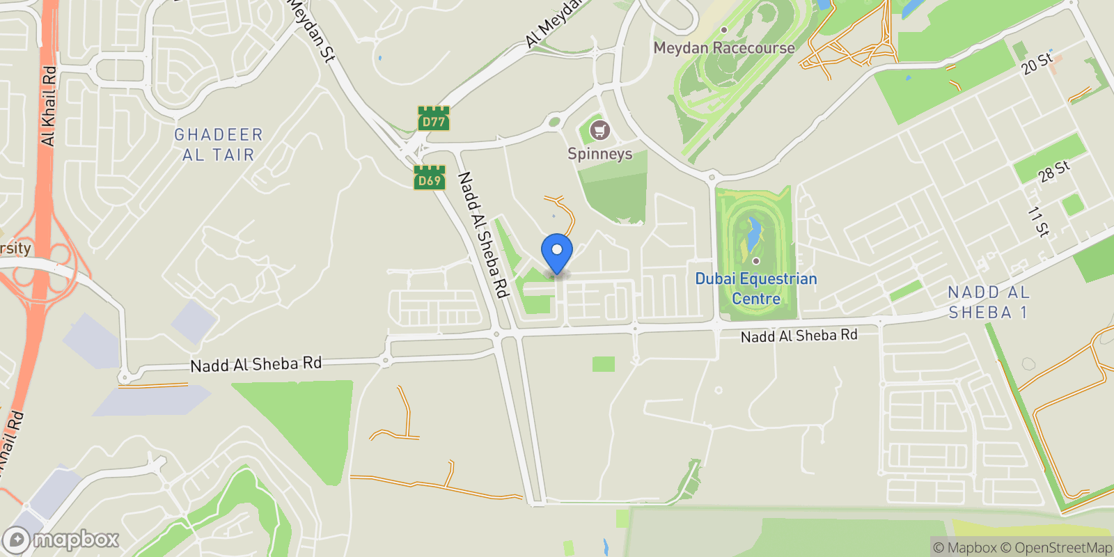 Map showing Dubai, Meydan Gated Community, Dubai, Dubai, United Arab Emirates.