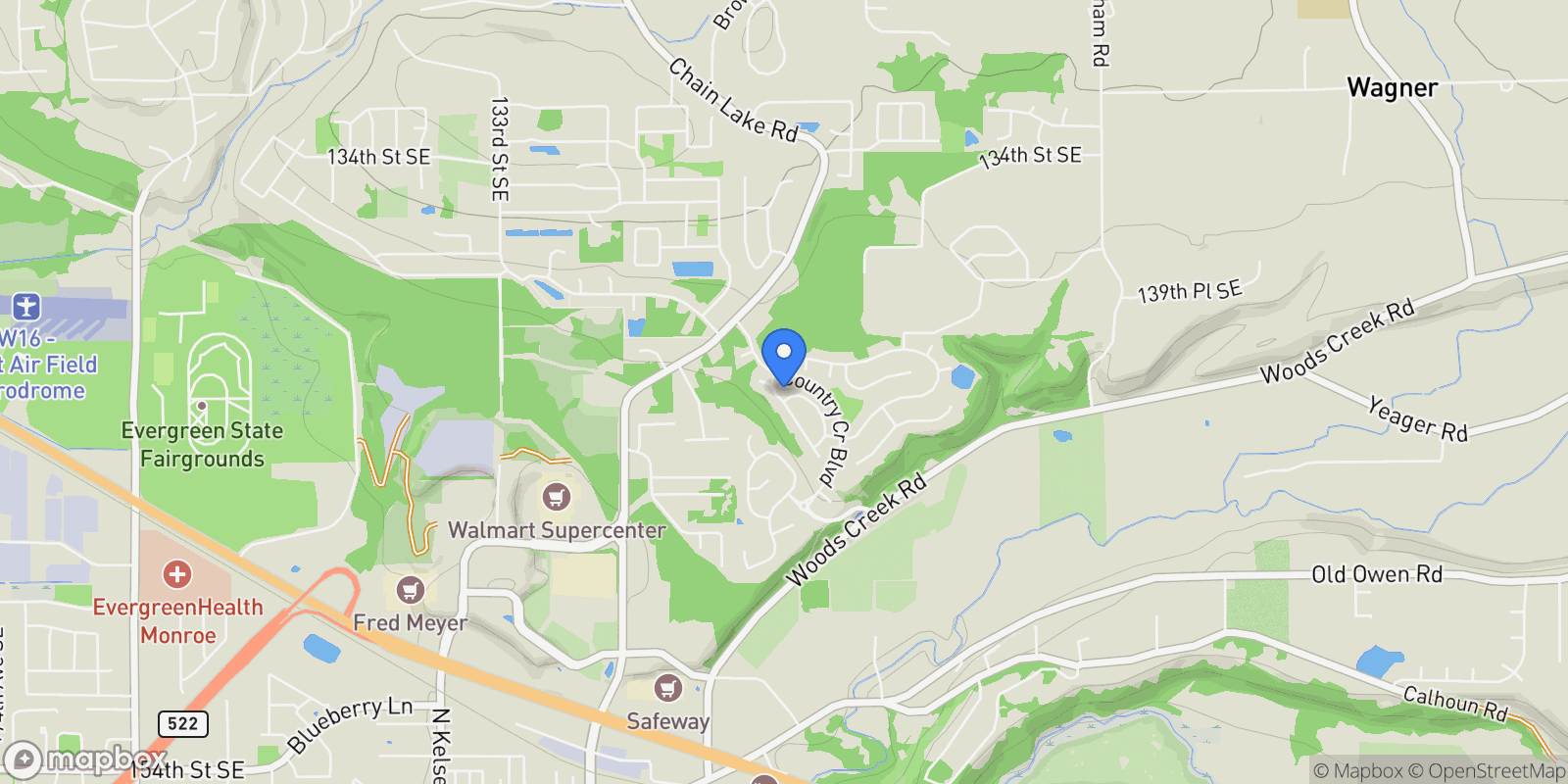 Map showing 14181 Deerfield Drive, Monroe, WA 98272, Monroe, Washington, United States.