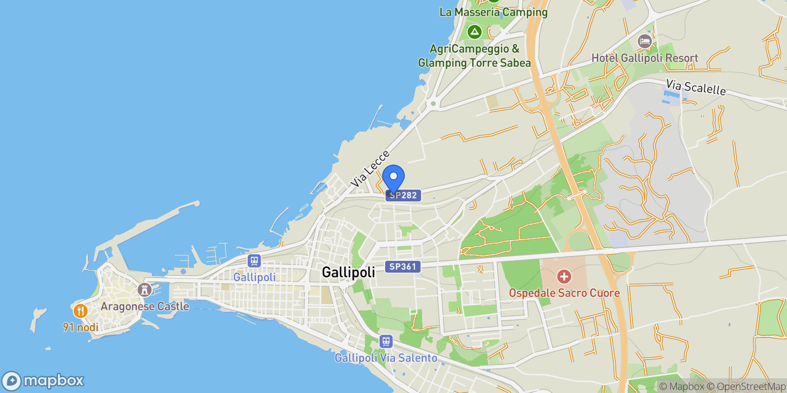 Map showing Gallipoli via scalelle, Gallipoli, Apulia, Italy.