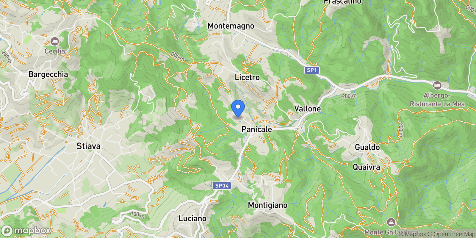 Map showing Via Caldareccia, 55041 Camaiore LU, Italia, Panicale, Tuscany, Italy.