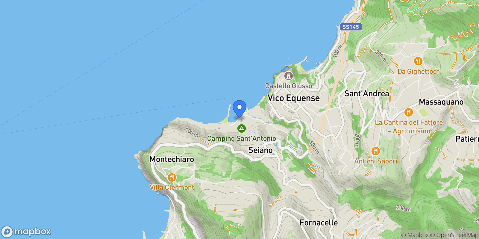 Map showing Via Arcoleo, 26, 80069 Vico Equense NA, Italia, Vico Equense, Campania, Italy.