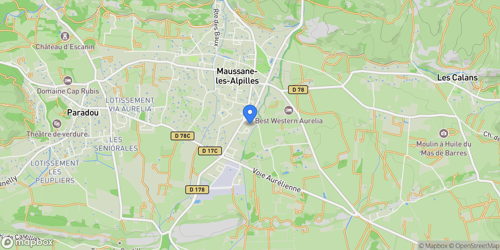 Map showing Maussane-les-Alpilles, Provence-Alpes-Côte d'Azur, France.