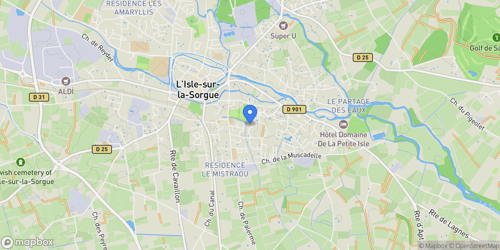Map showing L'Isle-sur-la-Sorgue, Provence-Alpes-Côte d'Azur, France.