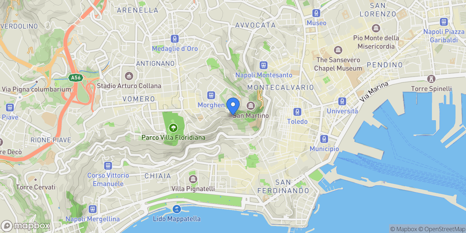 Map showing Rampe di Petraio, N. 21 Bis, Naples, Campania, Italy.