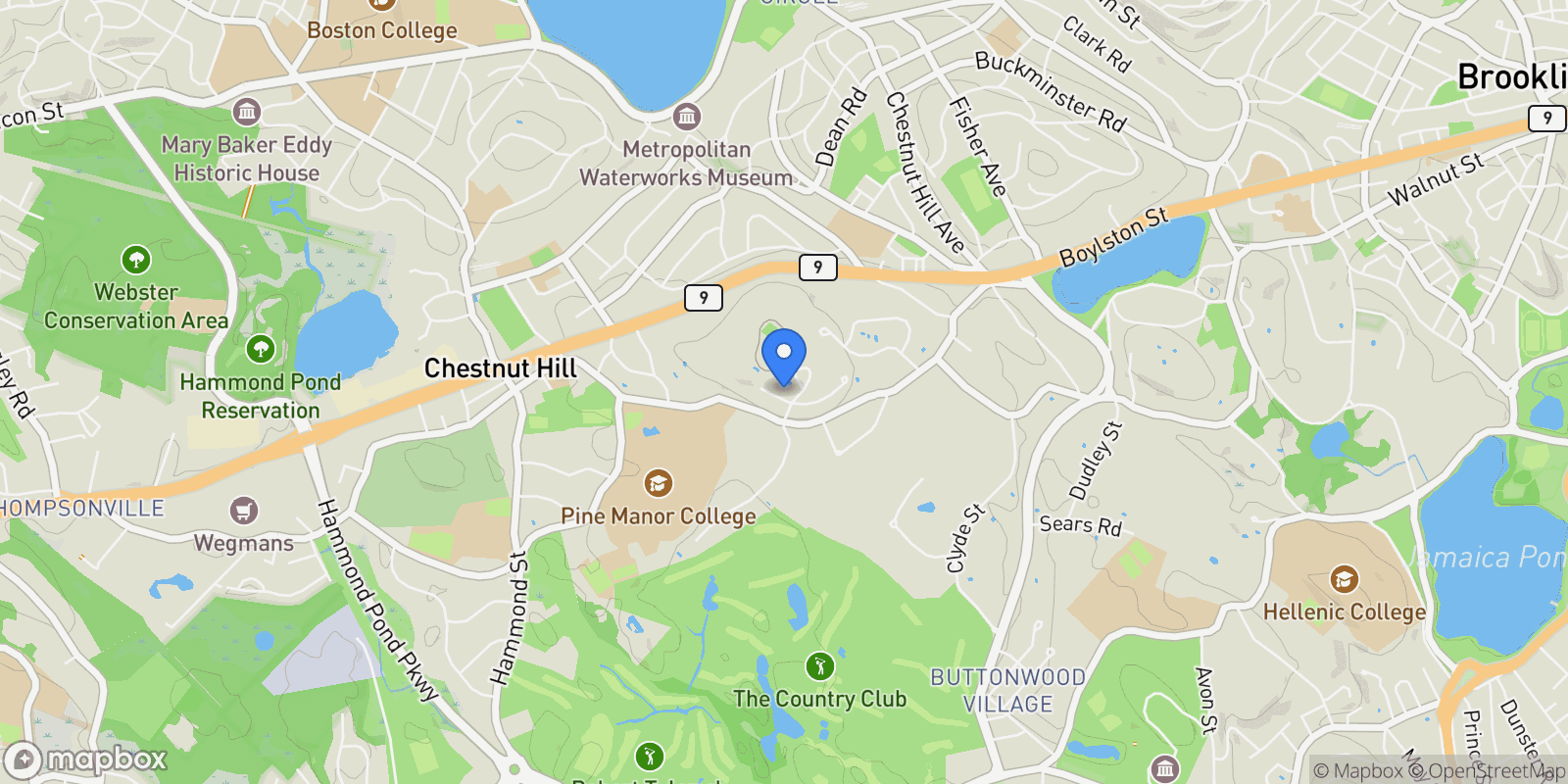 Map showing 130 Cabot Street , Brookline, MA 02467, Brookline, Massachusetts, United States.