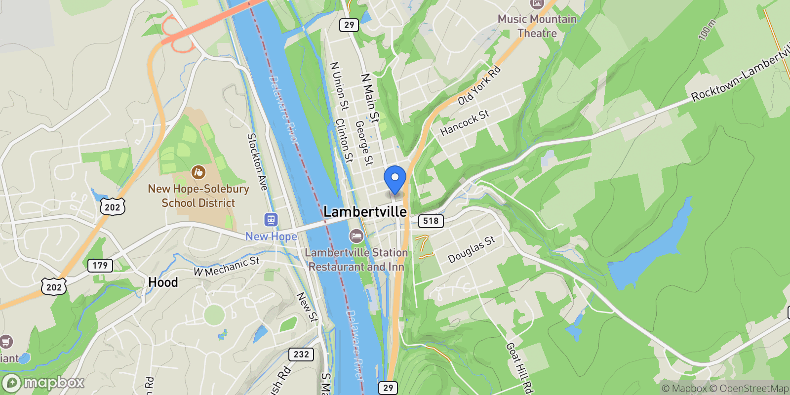 Map showing 12 North Main Street , Lambertville, NJ 08530, Lambertville, New Jersey, United States.