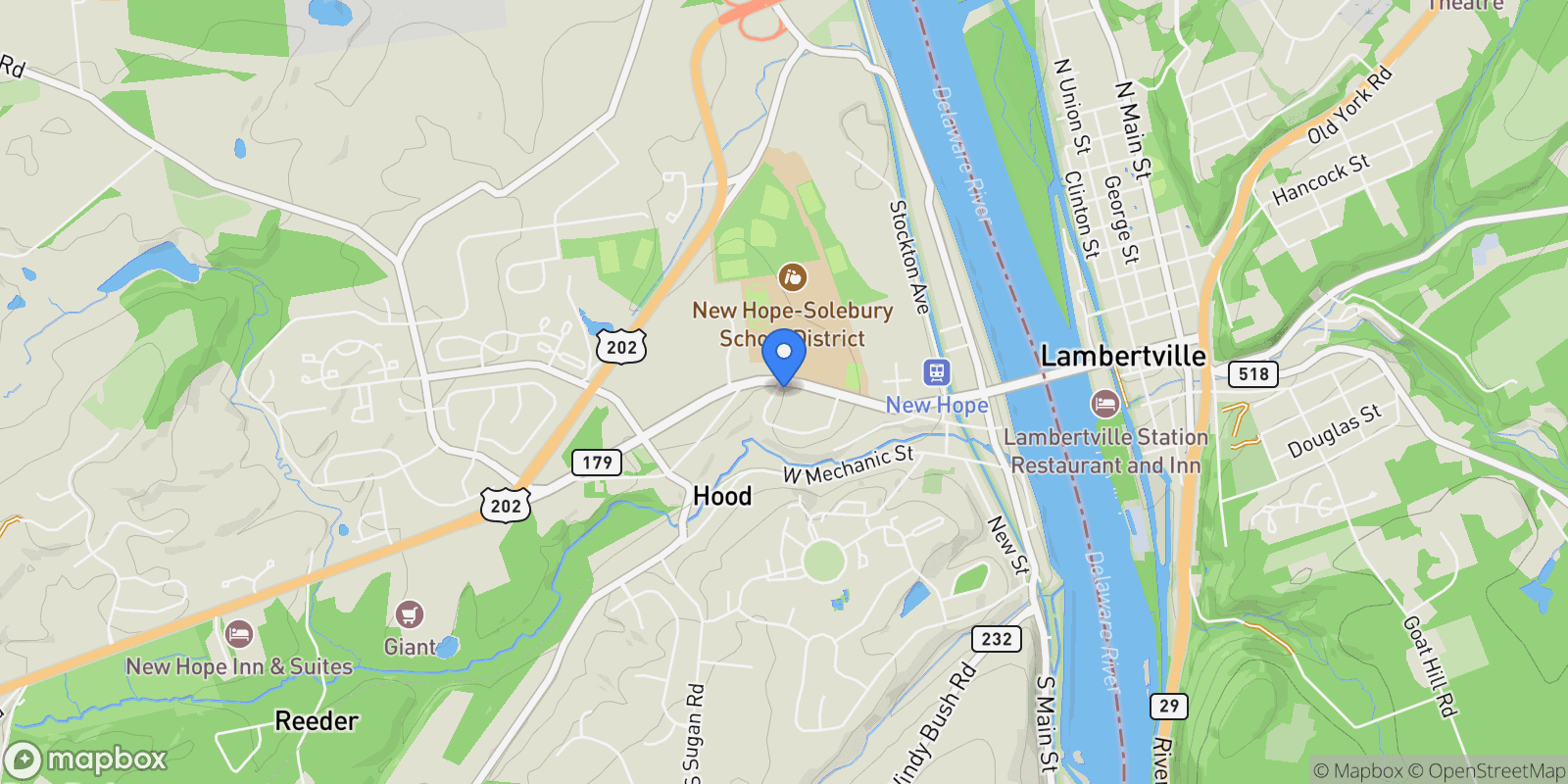 Map showing 121 Kiltie Drive , New Hope, PA 18938, Solebury, Pennsylvania, United States.