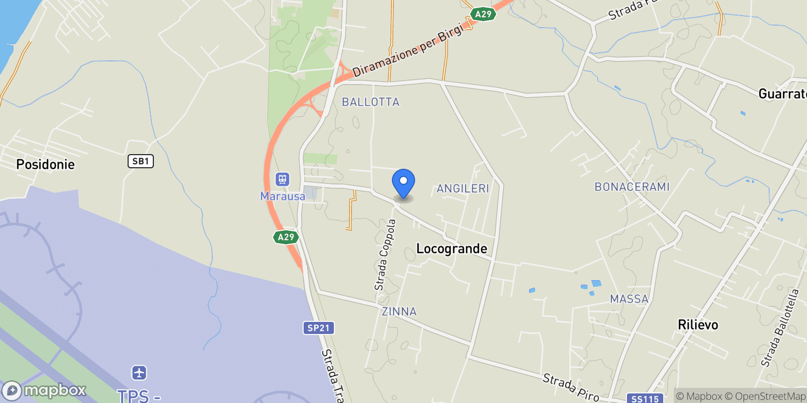 Map showing Via Locogrande, N. 61, Locogrande, Sicily, Italy.