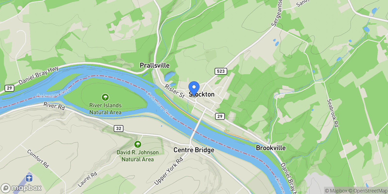 Map showing 2 Old Prallsville Road , Stockton, NJ 08559, Stockton, New Jersey, United States.