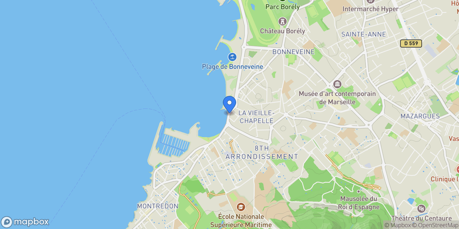 Map showing Marseille, Provence-Alpes-Côte d'Azur, France.