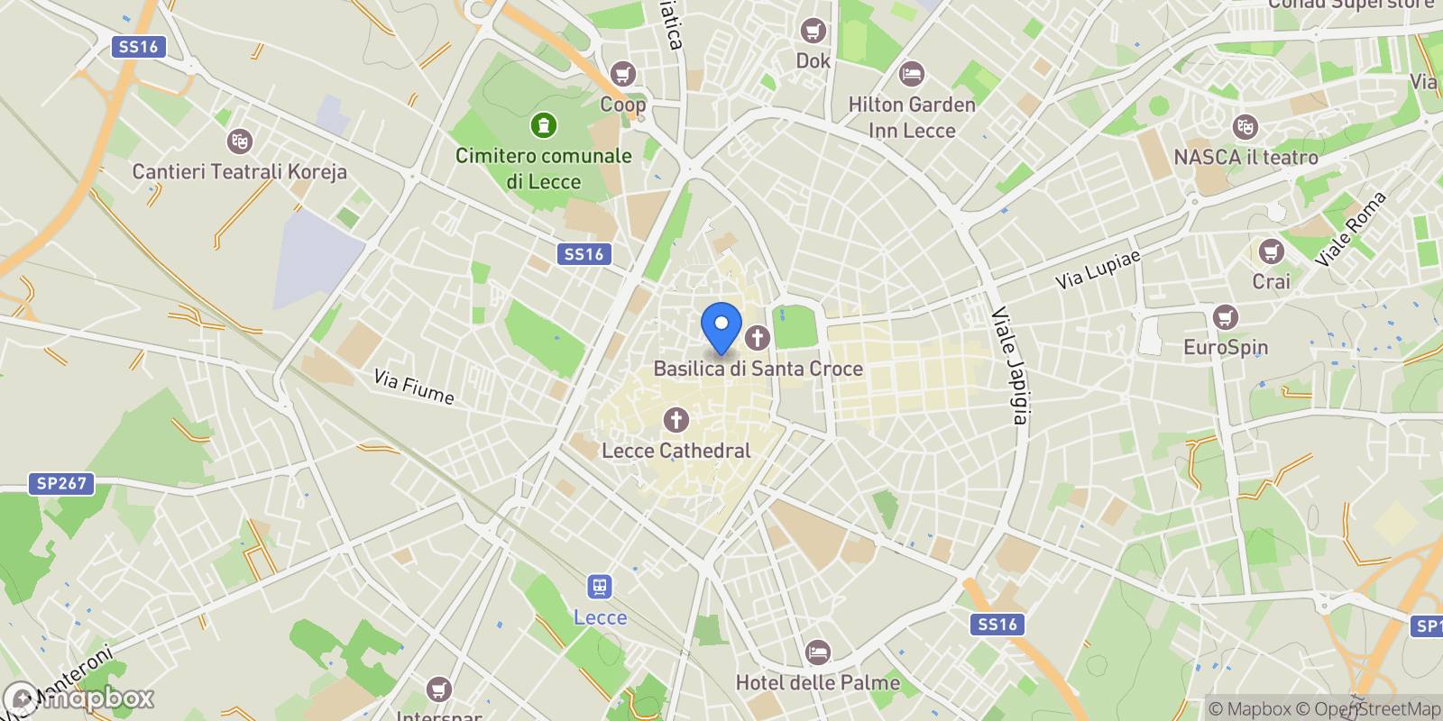 Map showing Via Francesco Rubichi, N. 23a, Lecce, Apulia, Italy.