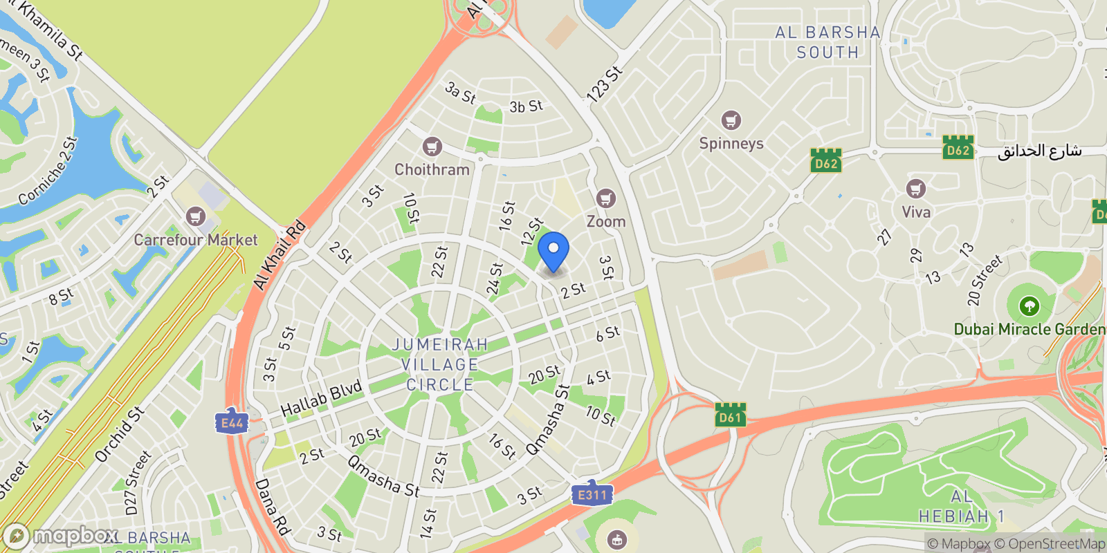 Map showing Royal Park South, Jumeirah Village Circle, Dubai, Dubai, United Arab Emirates.