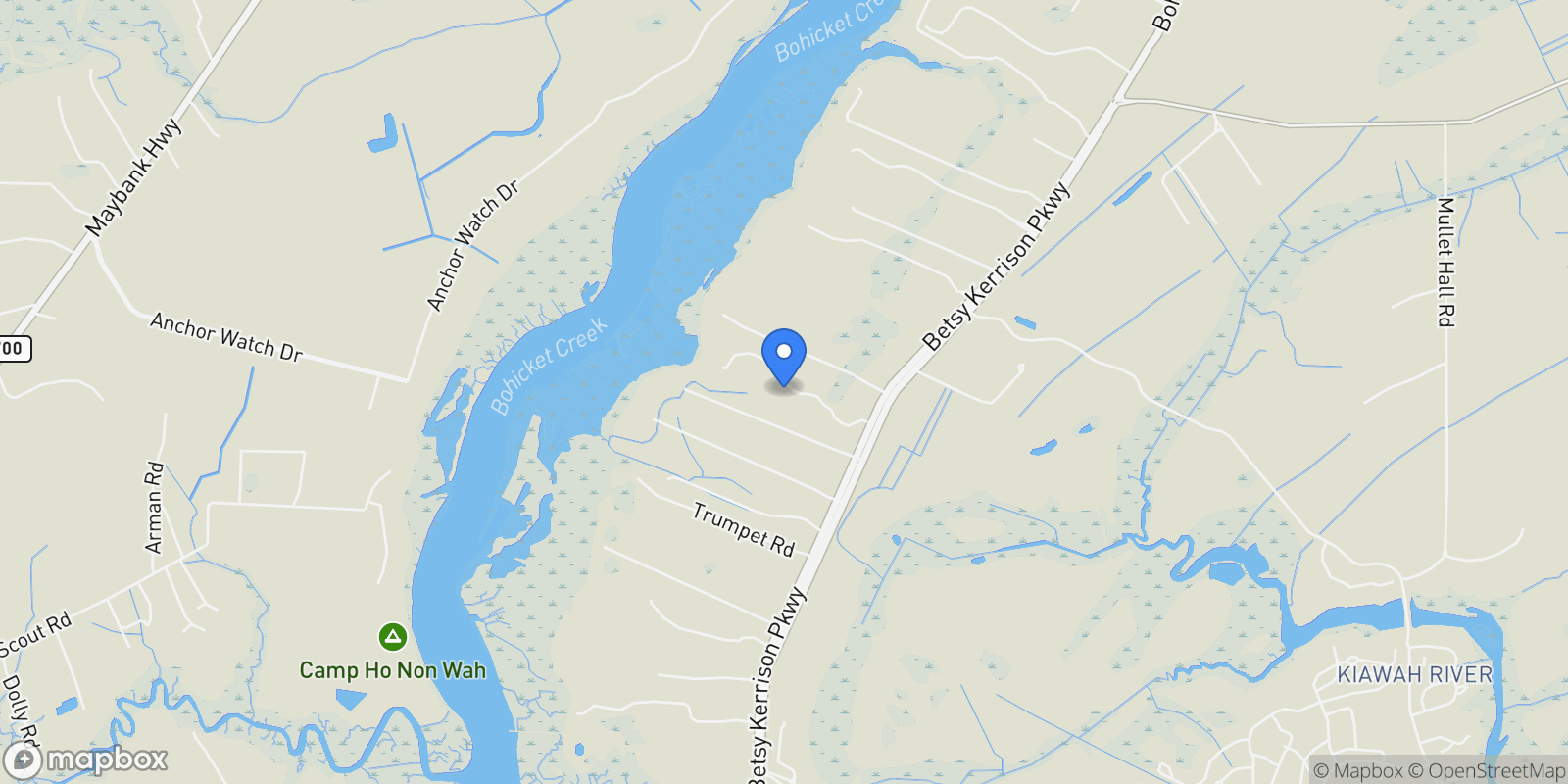 Map showing 4020 Betsy Kerrison Parkway, Johns Island, SC 29455, Johns Island, South Carolina, United States.