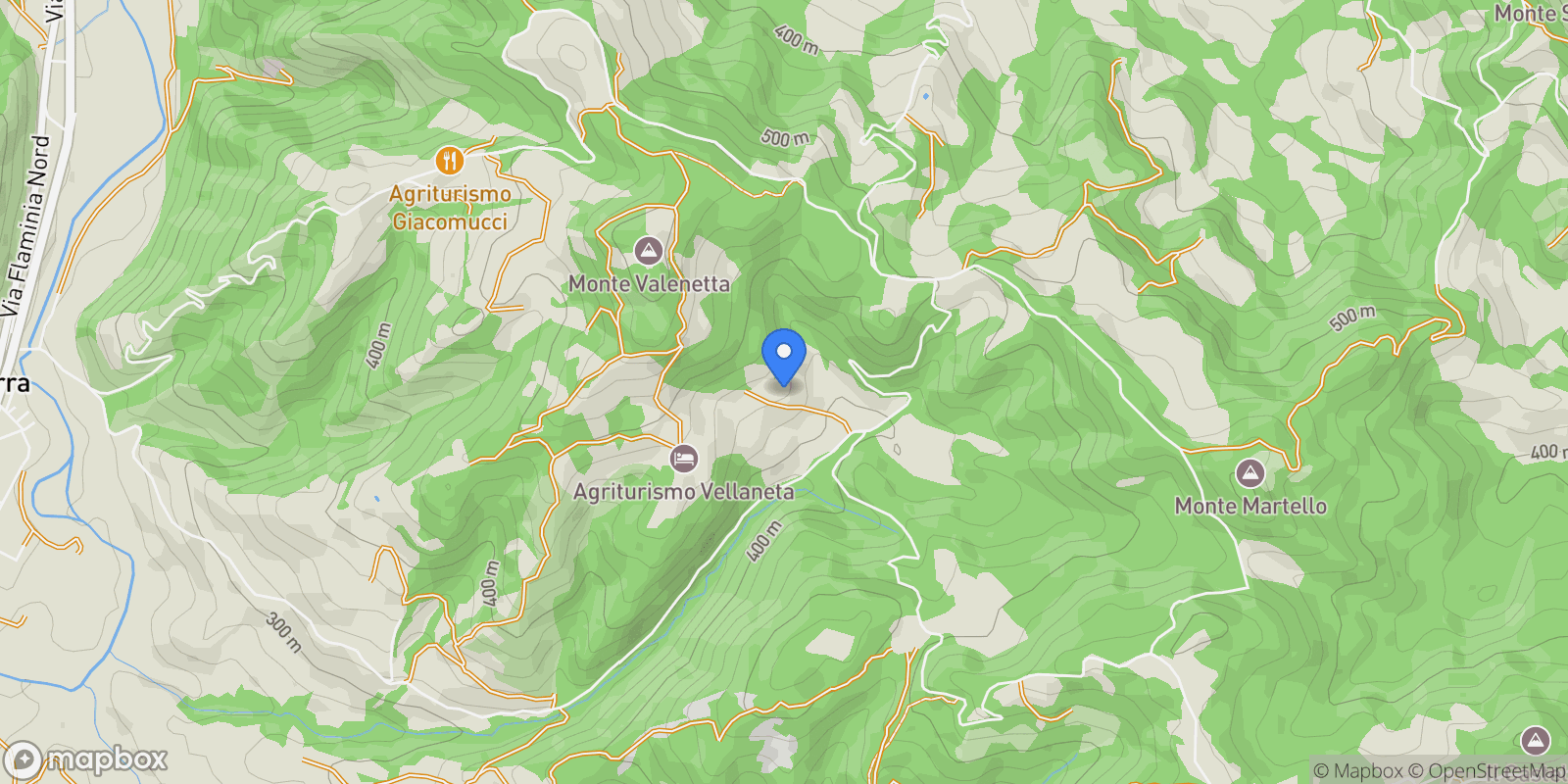 Map showing Località Monte Martello, Strada Pigno, N. snc, Marche, Italy.