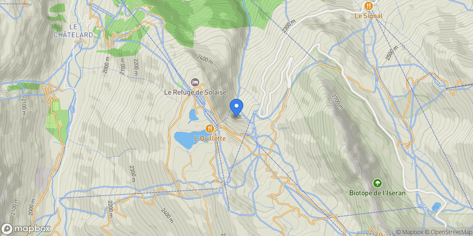 Map showing Val-d'Isère, Auvergne-Rhône-Alpes, France.