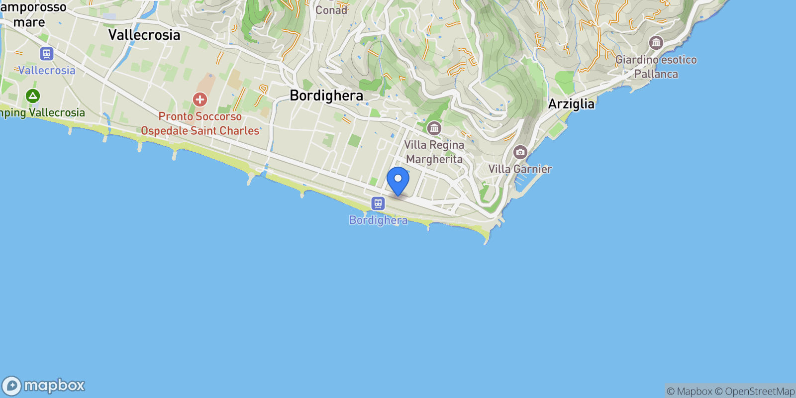 Map showing Via Vittorio Emanuele II, N. 117, Bordighera, Liguria, Italy.