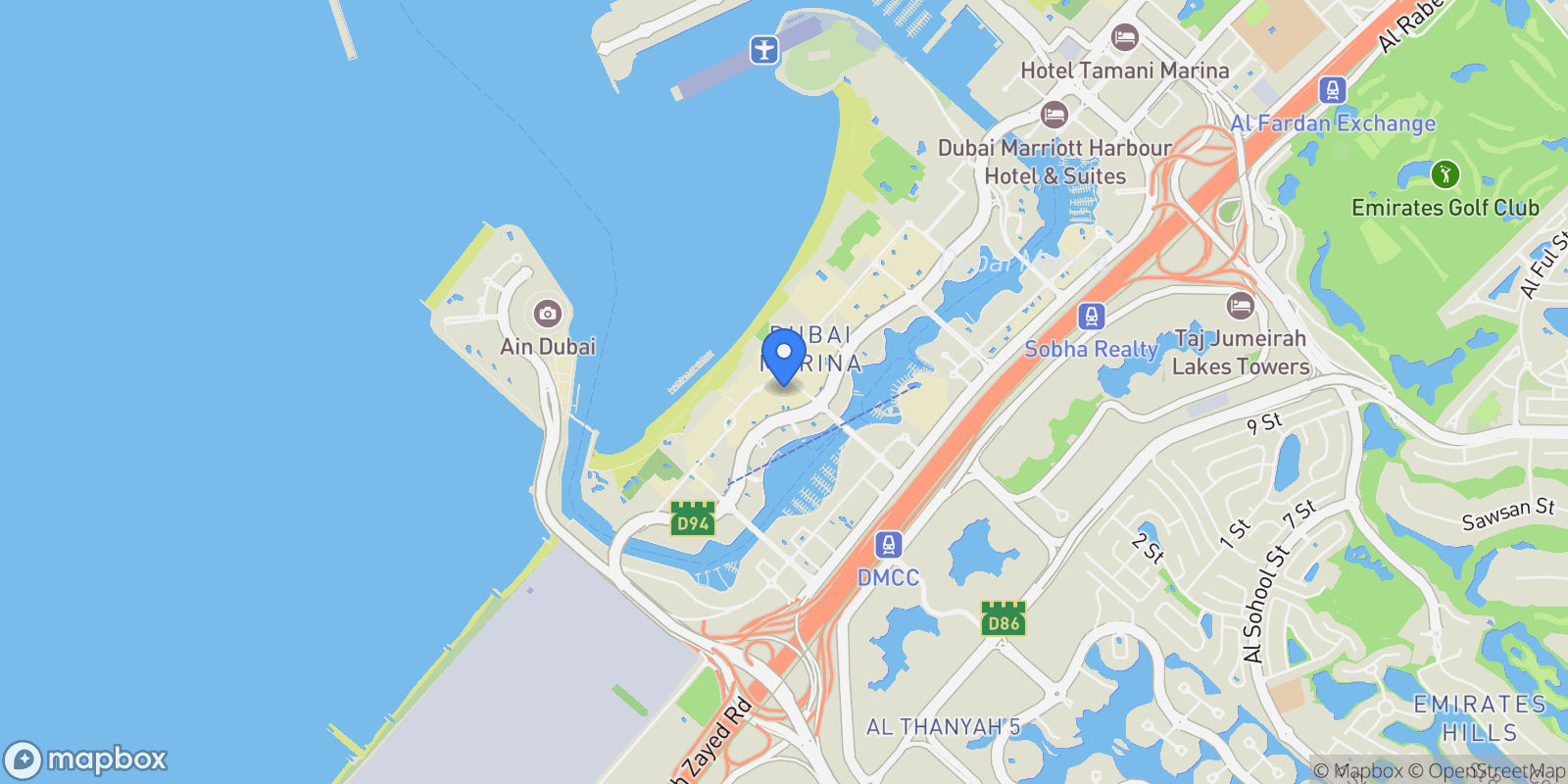 Map showing Jumeirah Beach Residence - Dubai - United Arab Emirates, Dubai, Dubai, United Arab Emirates.