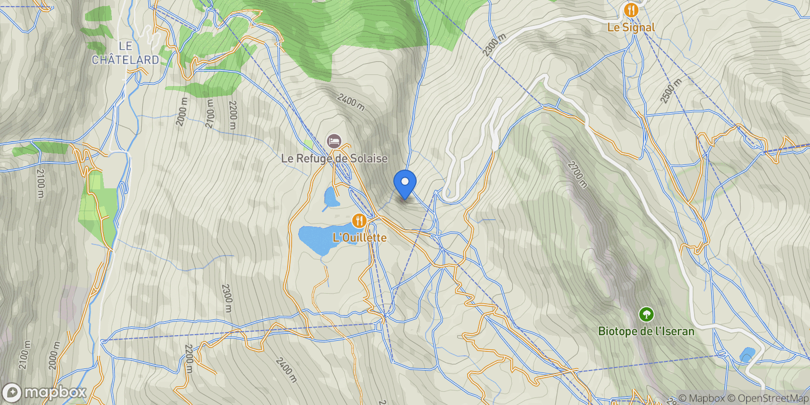 Map showing Val-d'Isère, Auvergne-Rhône-Alpes, France.