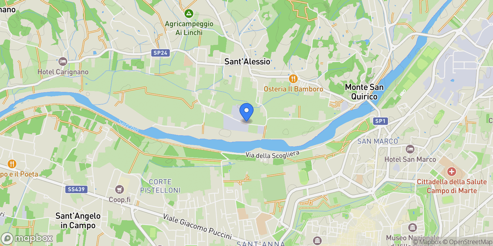 Map showing Via delle Piagge, Toscana, Lucca, Tuscany, Italy.