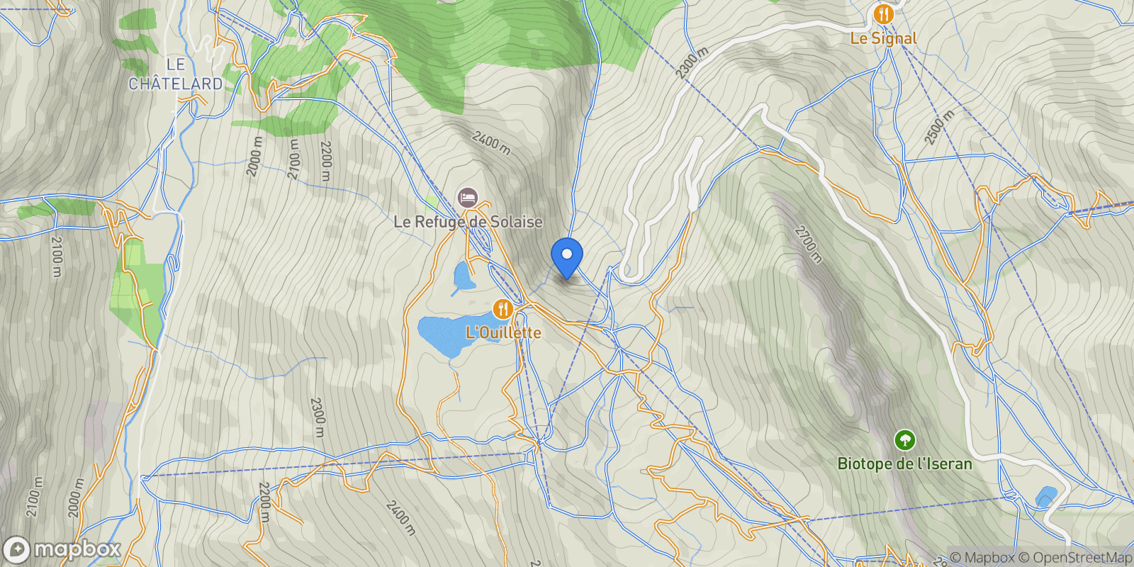 Map showing Val-d'Isère, Auvergne-Rhône-Alpes, France.