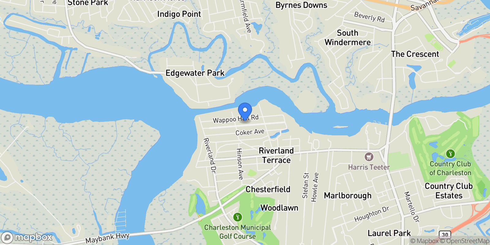Map showing 2112 Parkway Drive, Charleston, SC 29412, Charleston, South Carolina, United States.