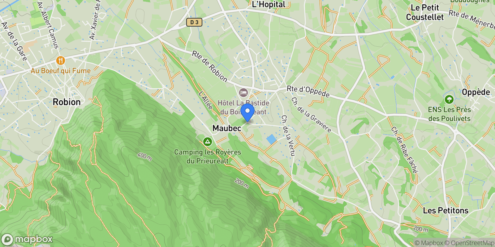 Map showing Maubec, Provence-Alpes-Côte d'Azur, France.