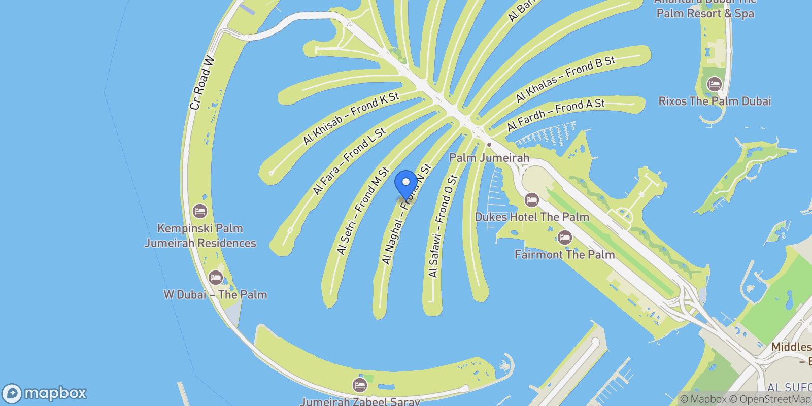 Map showing Frond N - The Palm Jumeirah - Dubai - United Arab Emirates, Dubai, Dubai, United Arab Emirates.