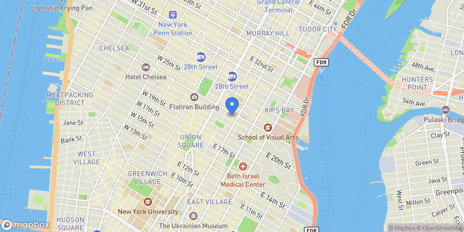 Map showing 150 E 23rd Street Unit 4C, New York City, NY 10010, New York, New York, United States.