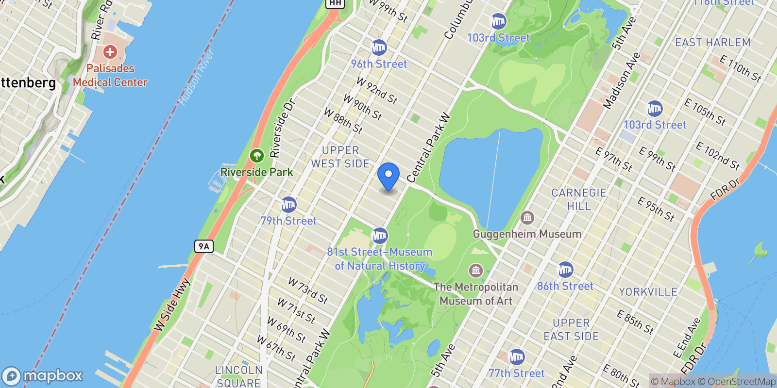 Map showing 15 W 84th Street Unit 2CD, New York City, NY 10024, New York, New York, United States.