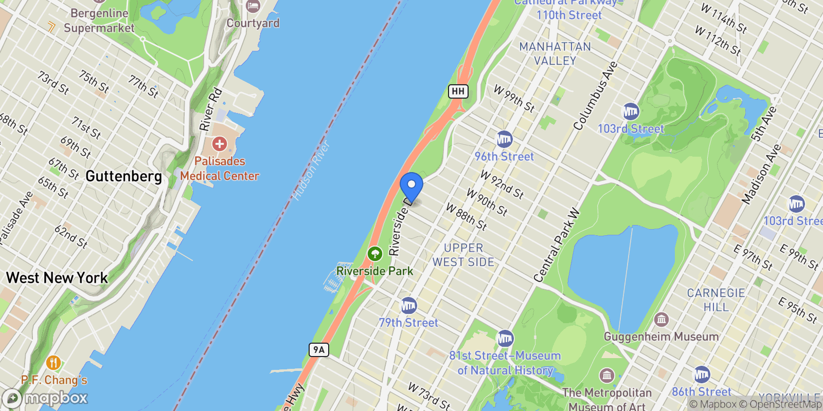 Map showing 140 Riverside Drive Unit 17LN, New York City, NY 10024, New York, New York, United States.