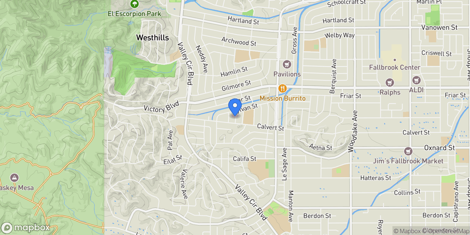 Map showing 6159 Debs Avenue, Los Angeles, California, United States.