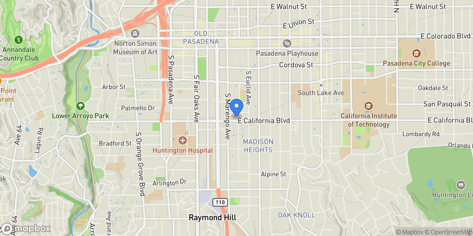 Map showing 275 E California Boulevard, Altadena, California, United States.
