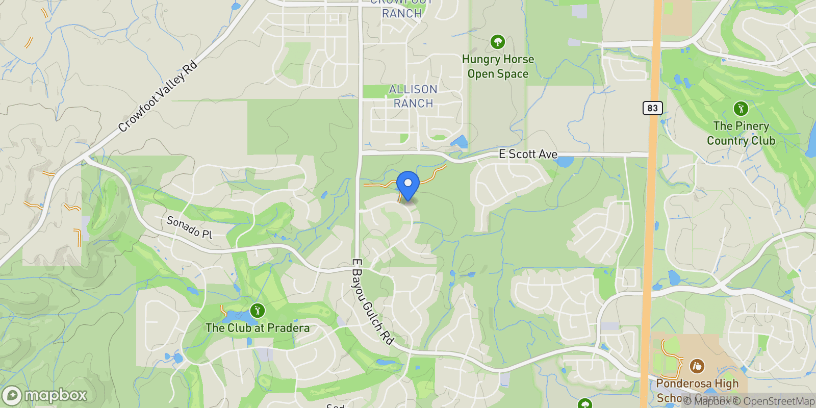 Map showing 5692 Vistancia Drive, Parker, CO, 80134, USA, Parker, Colorado, United States.