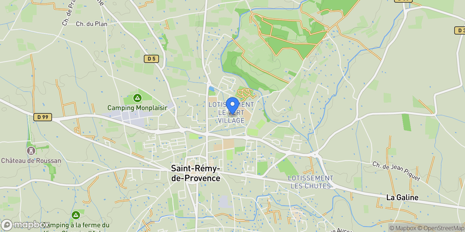 Map showing 4 Lotissement le Vert Village, Saint-Rémy-de-Provence, Provence-Alpes-Côte d'Azur, France.