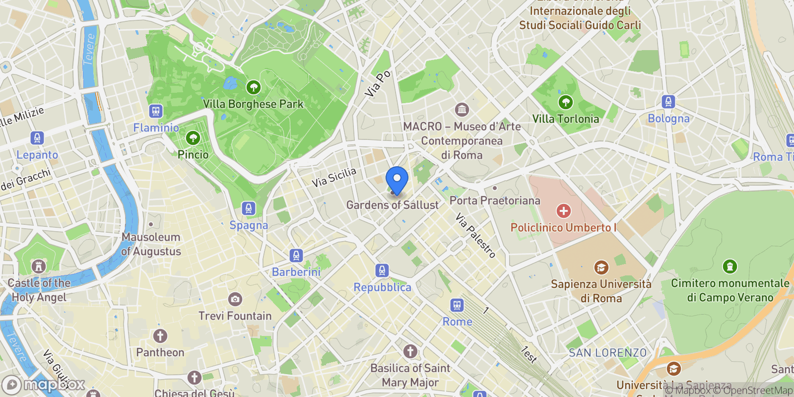 Map showing Roma Via Flavia, Rome, Lazio, Italy.