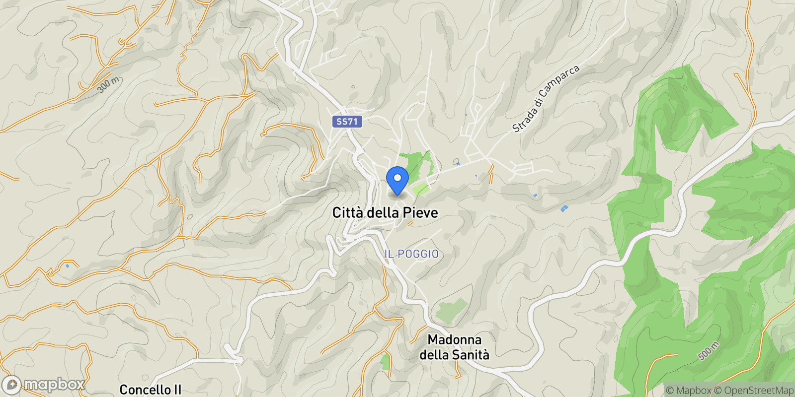 Map showing Città della Pieve Via Cuorleone, Città della Pieve, Umbria, Italy.